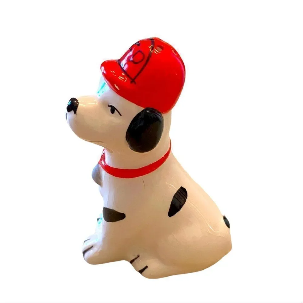 Salt And Pepper Ceramic Shakers Red Fire Hydrant & Dalmatian Dog